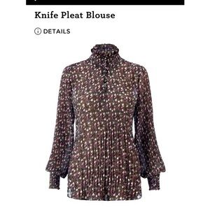 Cabi Knife Pleat Blouse / high neck floral pleated chiffon/ #3952/ sz Medium